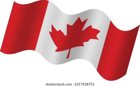Canada flag vector illustrations.3D vector illustration of Canadian flag flying wave