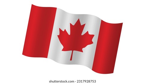 Canada flag vector illustrations.3D vector illustration of Canadian flag flying wave