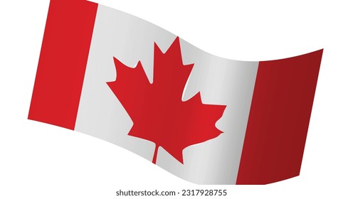 Kanada-Flagge, Vektorgrafiken.3D-Vektorgrafik der kanadischen Flagge, die eine Flutwelle zeigt