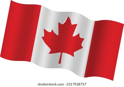 Canada flag vector illustrations.3D vector illustration of Canadian flag flying wave