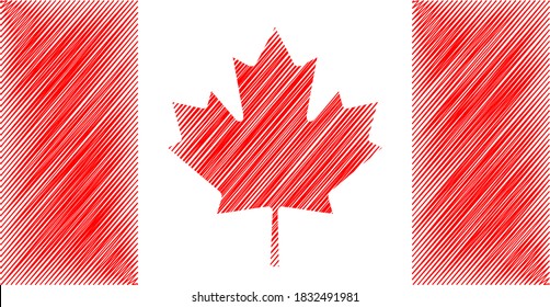 Canada flag vector isolate for banner or print or illustration in sketch style.