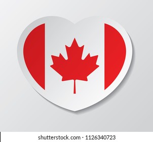 canada flag vector with love heart shape