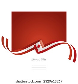 Canada flag vector. World flags and ribbons. Canadian flag ribbon on abstract color background