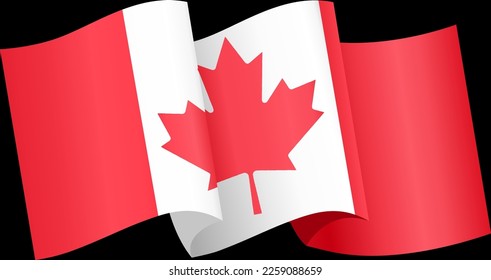 Canada flag wave isolated on png or transparent background