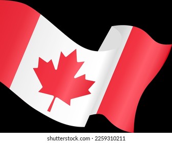 Canada flag wave isolated on png or transparent background