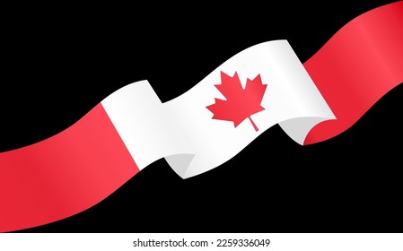 Canada flag wave isolated on png or transparent background