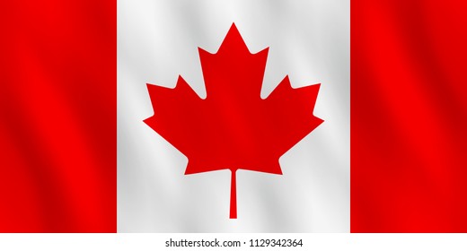 Canada Flag With Waving Effect, Official Proportion.