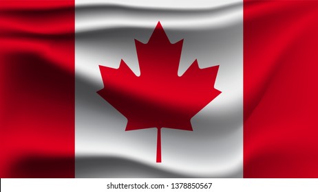 Canada flag waving with the wind  3D illustration wave flag
