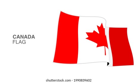 Vectores de viento ondulados con bandera de Canadá
