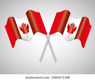 canada flags crossed emblem