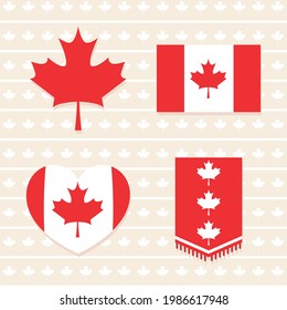 canada flags set on background
