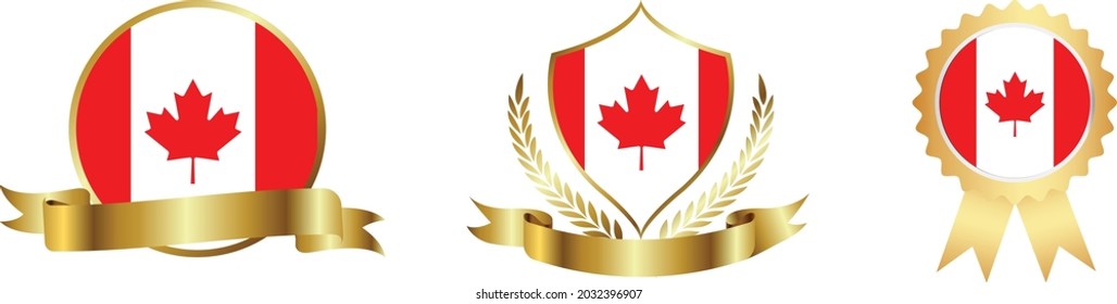 Canada flags. Symbols of countries map