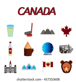 Canada flat icons set