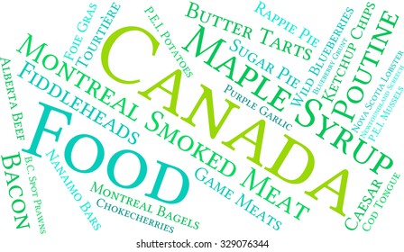 Canada Food word cloud on a white background. 