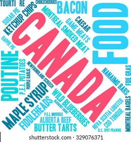 Canada Food word cloud on a white background. 