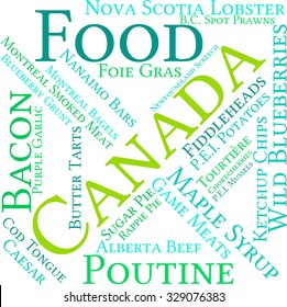 Canada Food word cloud on a white background. 