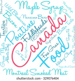Canada Food word cloud on a white background. 
