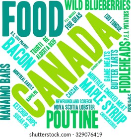 Canada Food word cloud on a white background. 