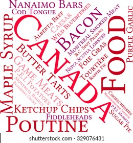 Canada Food word cloud on a white background. 