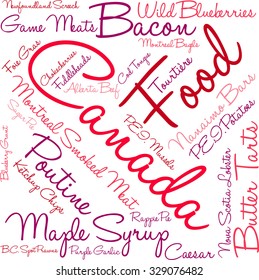 Canada Food word cloud on a white background. 