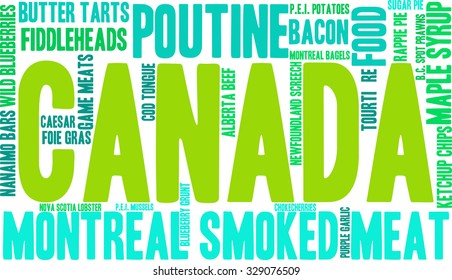 Canada Food word cloud on a white background. 