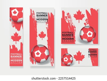 Canada football team with flag background vector design. Soccer championship concept with football ball illustration template. football banner design.