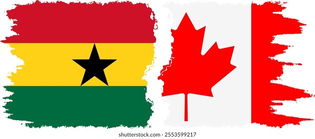 Canada and Ghana grunge flags connection, vector