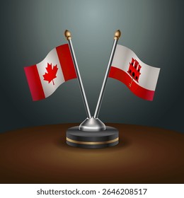 Canada and Gibraltar table flags relation with gradient backgrund
