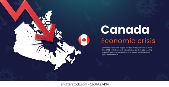 Canada Global Economic Crisis Low interest rate with recession in stock market financial investment decline in the dollar