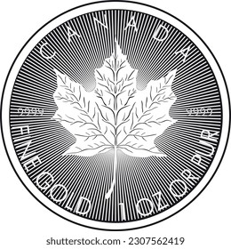 Canada gold coin vector design silhouette