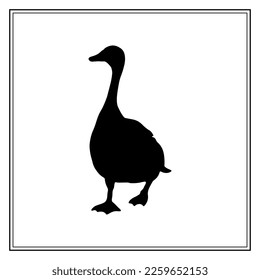 Canada goose. The bird is moving forward. The black silhouette. Vector illustration.
