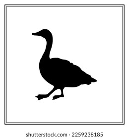 Canada goose. Black silhouette of a bird profile. Vector illustration.