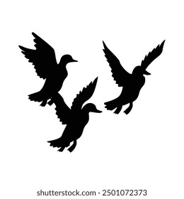 Canada goose silhouette design. wild duck flying in group.