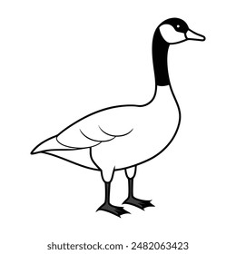 Ilustración en blanco y negro de la línea de Vector de ganso de Canadá