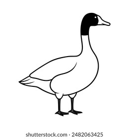 Canada goose vector line art black and white illustration