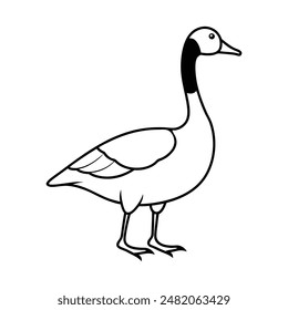 Canada goose vector line art black and white illustration
