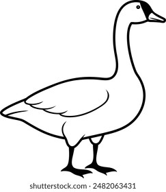Canada goose vector line art black and white illustration