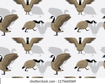 Canada Goose Walking Cartoon Background Seamless Wallpaper