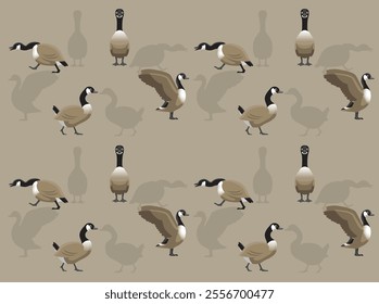 Canada Goose Walking Poses Cartoon Character Seamless Wallpaper Background