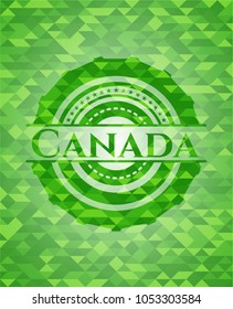 Canada green emblem with triangle mosaic background