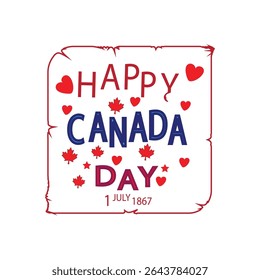 Canada greeting card silhouette illustration commemorating the founding of Canada through the Constitution Act on July 1, 1867