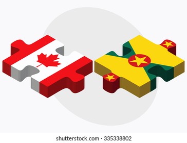 Canada and Grenada Flags in puzzle isolated on white background