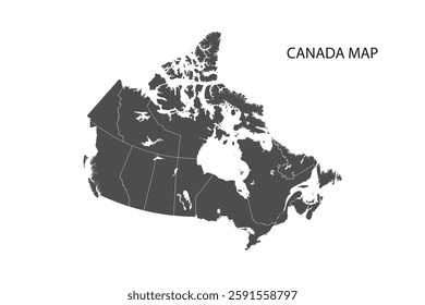 Canada grey map icon. Isolated on white background.