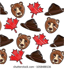 canada grizzly bear wildlife hat and maple leaf background