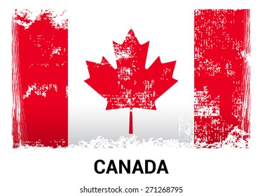 Canada grunge flag isolated vector in official colors and Proportion Correctly. country's name label in bottom