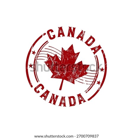 Canada grunge rubber stamp with maple leaf