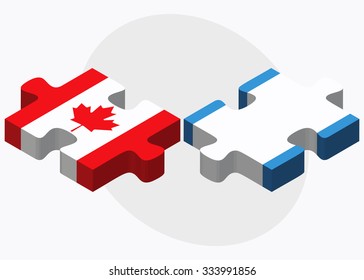 Canada and Guatemala Flags in puzzle isolated on white background