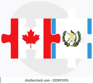 Canada and Guatemala Flags in puzzle isolated on white background