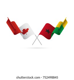 Canada and Guinea Bissau flags. Crossed flags. Vector illustration.