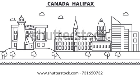 Canada, Halifax architecture line skyline illustration. Linear vector cityscape with famous landmarks, city sights, design icons. Landscape wtih editable strokes